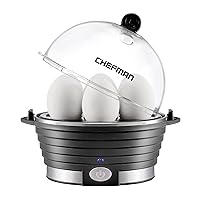 Chefman Egg-Maker Rapid Poacher, Food & Vegetable Steamer, Quickly Makes Up to 6, Hard, Medium or Soft Boiled, Poaching/Omelet Tray Included, Ready Signal, BPA-Free, BLACK