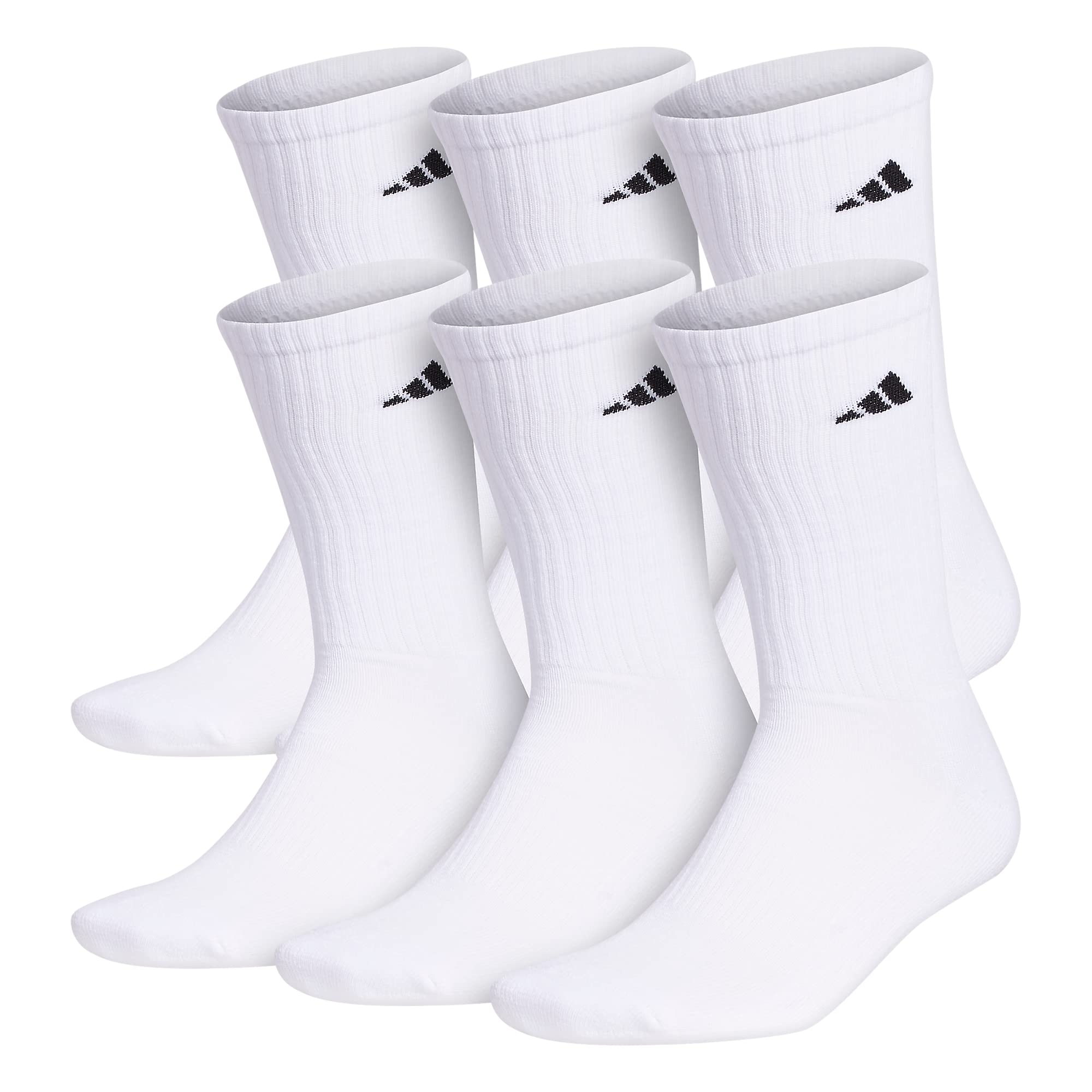 adidas Men's Athletic Cushioned Crew Socks with Arch Compression for a Secure Fit (6-Pair)