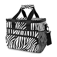 ALAZA Stylish Black White Zebra Look Large Cooler Lunch Bag, Waterproof Cooler Bag for Camping, Picnic, BBQ, Family Outdoor Activities