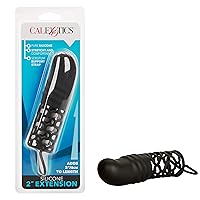 CalExotics Silicone 2 Inch Extension, Male Penis Sleeve Extender with Support Ring - Black SE-1629-05-2
