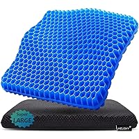 Gel Seat Cushion for Long Sitting Pressure Relief (Super Large & Thick) - Non-Slip Gel Chair Cushion for Back,Sciatica,Tailbone Pain Relief - Seat Cushion for Office Desk Chair,Car Seat,Wheelchair