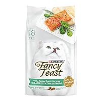Purina Fancy Feast Dry Cat Food with Ocean Fish and Salmon - (Pack of 4) 16 oz. Bags
