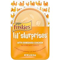 Purina Friskies Wet Cat Food Lickable Cat Treats, Lil’ Slurprises With Shredded Chicken in a Dreamy Sauce - (Pack of 16) 1.2 oz. Pouches