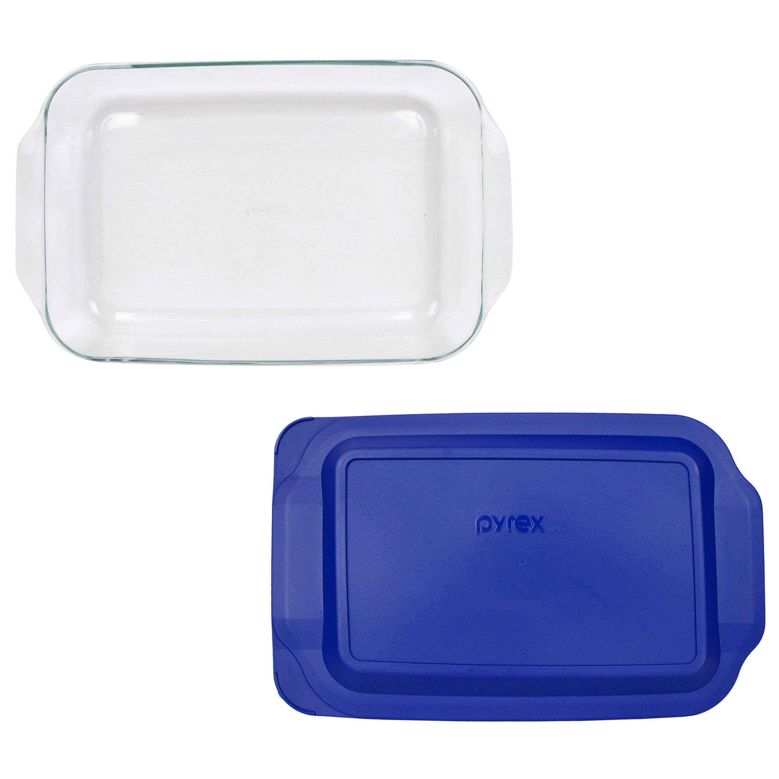PYREX 3QT Glass Baking Dish with Blue Cover 9