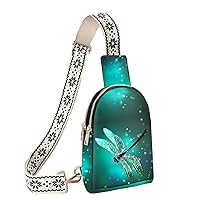 Dragonfly Small Sling Bag for Women Leather Fanny Pack Travel Sling CrossBody Purse Gifts for Hiking Cycling Running