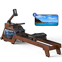 MERACH Water Rowing Machine for Home Use, Finest Solid Wood Row with Professional Monitor, Bluetooth-Connected APP for Immersive Rower, Newly Upgraded Seat Cushion and 10 Min Easy Assembly, Max 330lb