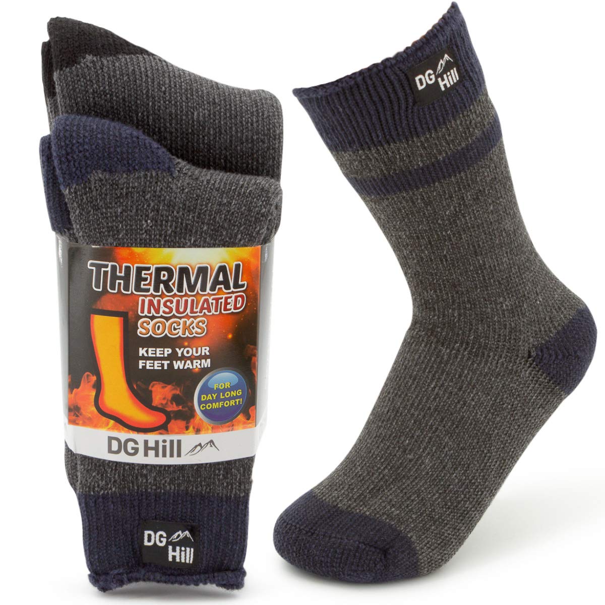 DG Hill (2pk or 4pk Kids Thermal Winter Socks, Thick Insulated Heated Boot Socks for Cold Weather, Girls and Boys