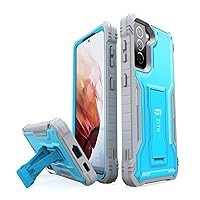 for Samsung Galaxy S21 5G Case, Dual Layer Shockproof Heavy Duty Case for Samsung S21 5G Phone Built-in Kickstand, Without Screen Protector (Blue, 6.2 inch)