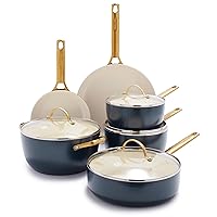 GreenPan Reserve Hard Anodized Healthy Ceramic Nonstick 10 Piece Cookware Pots and Pans Set, Gold Handle, PFAS-Free, Dishwasher Safe, Oven Safe, Twilight Blue GreenPan Reserve Hard Anodized Healthy Ceramic Nonstick 10 Piece Cookware Pots and Pans Set, Gold Handle, PFAS-Free, Dishwasher Safe, Oven Safe, Twilight Blue