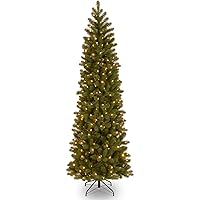 National Tree Company Pre-Lit 'Feel Real' Artificial Slim Downswept Christmas Tree, Green, Douglas Fir, Dual Color LED Lights, Includes PowerConnect and Stand, 7.5 feet