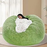 Oversized Bean Bag Cover Comfy Beanbag Chair for Adults Without Filler Faux Fur Lazy Sofa Cover for Living Room Chairs, Apple Green, 5FT