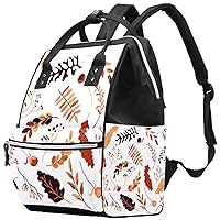 Autumn Leaves and Berries Diaper Bag Backpack Baby Nappy Changing Bags Multi Function Large Capacity Travel Bag