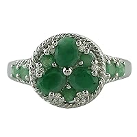 Stunning Sakota Emerald Oval Shape 5X4MM Natural Earth Mined Gemstone 10K White Gold Ring Wedding Jewelry for Women & Men