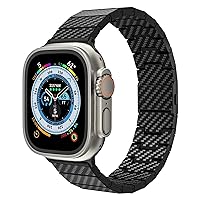 LULULOOK Band for Apple Watch Ultra 49mm, 100% Pure Carbon Fiber Band with Dual Magnetic Clasp for iWatch Ultra/Ultra2, 49MM Perfect Size Match