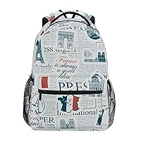 ALAZA France and Paris Theme with Inscriptions Travel Laptop Backpack Durable College School Backpack