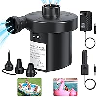 Air Pump Electric Air Pump for Inflatables Air Mattress Pump with 3 Nozzles Inflator Deflator for Air Beds Swimming Ring Inflatable Pool Toys 110V AC/12V DC (50W)