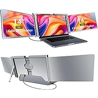 Laptop Screen Extender [M1/M2 M3/ Windows] [1 Cable for 2 Displays] Triple Portable Monitor, 1080P Tri-Screen USB A/Type C Portable Monitor for 14