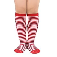 American Trends Kids Child Athletic Socks Striped Knee High Tube Soccer Socks Baseball Softball Socks for Toddler Girls