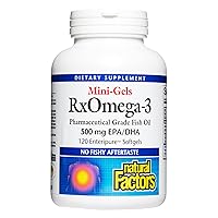 Natural Factors, RxOmega-3 Factors Mini-Gels, Supports Cardiovascular Health with Omega-3 DHA and EPA, 120 softgels (120 servings)