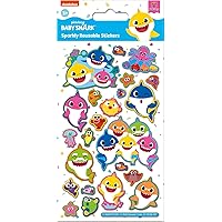 01.70.06.167 Baby Shark Sparkly Stickers | Official Licensed Product | Reusable on Non-Porous Surfaces, White, 19.5cm x 9.5cm