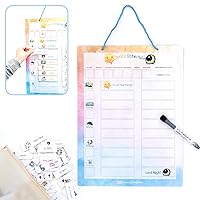 Magnetic Visual Schedule for Kids - Inspiring Routine Chart for Kids w/ 80 Magnetic Labels - Customize Visual Schedule w/Dry Erase Marker - 2 Ways to Hang Kids Routine Chart - Kids Visual Schedule