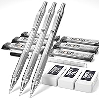 BASTION Luxury Mechanical Pencil Sketching Writing With 20 x 0.7mm Lead Refills Drawing Cool Stainless Steel Bolt Action Pencil with Medium Point Refillable Leads & Gift Case for Architecture 