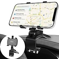 Car Phone Holder for Dashboard 360 Degree Rotation Multifunctional One Hand Operation Clip Design Phone Mount Compatible with 4-7 inch Smartphones
