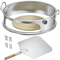 only fire Stainless Steel Pizza Ring Kit Pizza Oven Kit for Weber 22-Inch Kettle Grills - Include Pizza Stone and Aluminum Peel