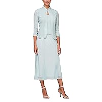 Alex Evenings Women's Tea Length Jacket Dress, Perfect for Weddings, Formal Events (Petite and Regular Sizes)
