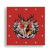 Arkansas Deer with Antlers and Apple Blossom Tattoo Art - Wall Clocks (dpp-384040-2)
