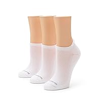 No Nonsense Women's Soft and Breathable Cushioned No Show Socks-Moisture-Wicking-with Back Tab, New White - 3 Pair Pack, 4-10