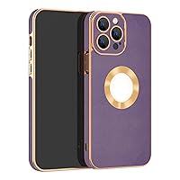 Case for iPhone 14/14 Pro/14 Pro Max/14 Plus, Non-Slip Electroplated Case with Metal Lens Protection Slim Fit Shockproof Anti-Fingerprint Frosted Protective Cover,Purple,14 Pro Max 6.7
