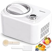 1 Quart Auto Ice Cream Maker with Compressor, No Pre-freezing, 3 Modes Gelato Maker, Keep Cool Function, Easy-to-Clean, Frozen Yogurt Machine for Ice Cream/Frozen Yogurt/Gelato. (White)
