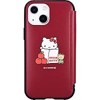 Sanrio Characters IIIIfit Flip Case for iPhone 13 Mini/12 Mini (5.4-Inch), Hello Kitty SANG-157KT Wine Red