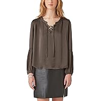 Lucky Brand Women's Long Sleeve Lace Up Blouse
