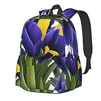 Violet Backpack Print Shoulder Canvas Bag Travel Large Capacity Casual Daypack With Side Pockets