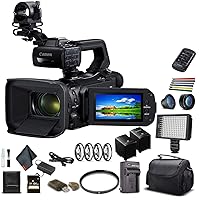 Canon XA50 Professional UHD 4K Camcorder (3669C002) W/Extra Battery, Soft Padded Bag, 64GB Memory Card, LED Light, Close Up Diopters, Lenses, and More Advanced Bundle (Renewed)