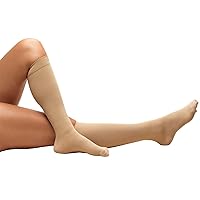 Truform Short Length Surgical Stockings, 18 mmHg Compression for Men and Women, Reduced Length, Closed Toe, Beige, Large - Short Length