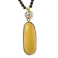 Natural Amber Crystal Gem Water Drop Jewelry Necklace Pendant With Bead Chain