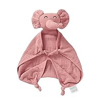 Organic Elephant Lovey,Muslin Security Blankets for Babies,Elephant Baby Stuffed Animal for Newborn,Baby Snuggle Toy,Baby Gift for Boys and Girls (Pink)