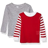 Baby Rib Pajama Top, Heather/RD/RD WH ST/WH, 18 Months