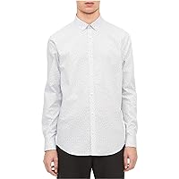 Calvin Klein Mens Non Iron Triangle Button Up Shirt, Blue, XX-Large
