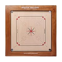 KD Golden Carrom Board Antique Indoor Board Game Approved by Carrom Federation of India & Maharashtra Carrom Association (24mm, Bulldog)