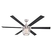Westinghouse Lighting Willa 153 cm Ceiling Fan with Lighting and Remote Control, Brushed Nickel Finish Includes Dimmable LED Light with Frosted Glass and Cage Shade