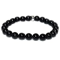 Bracelet - Black Obsidian Crystal Bead Bracelet Size 8MM Natural Chakra Balancing Crystal Healing Stone