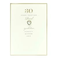 30th Wedding Anniversary Card for Him/Her/Friend - Pearl Heart Design, Beige, 127mm x 178mm
