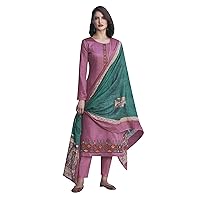 ladyline Cotton Embroidered Salwar Kameez with Lawn Printed Dupatta Palazzo Pants