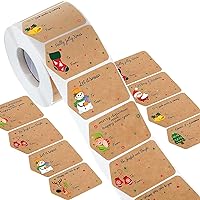 720 Pieces Self Adhesive Christmas Gift Tag Xmas Kraft Name Tags Natural Kraft Christmas Stickers Paper Tags Christmas Presents Labels for Christmas Present Decoration (Classic Style)