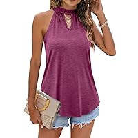 Tank Top for Women Summer Halter Neck Tops Keyhole Sleeveless Shirts Loose Fit