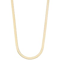 Miabella Solid 18K Gold Over 925 Sterling Silver Italian 4.5mm Flexible Flat Herringbone Chain Necklace for Women, Made in Italy